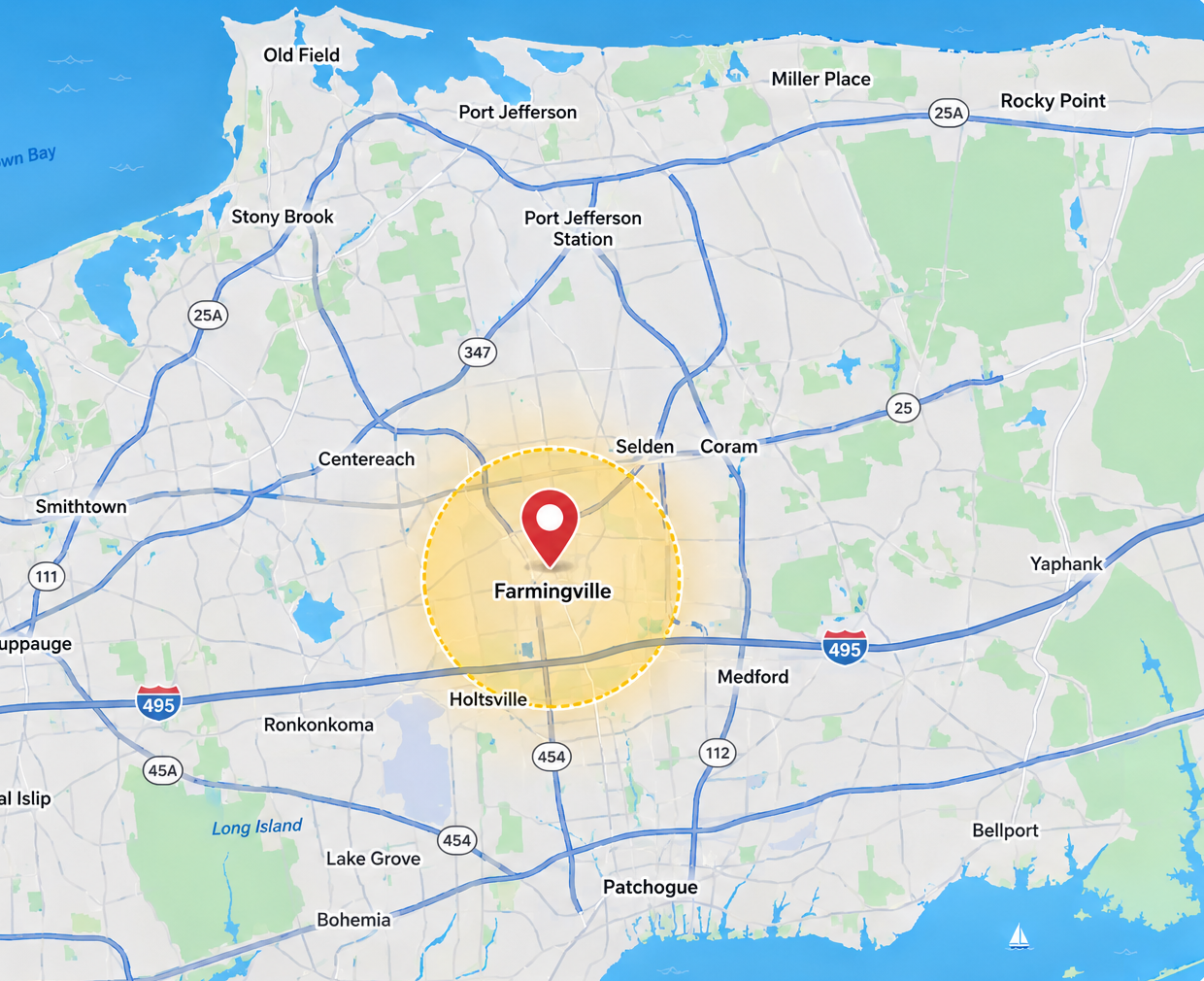Carlitos Rentals service area map β Farmingville, NY and surrounding Long Island towns